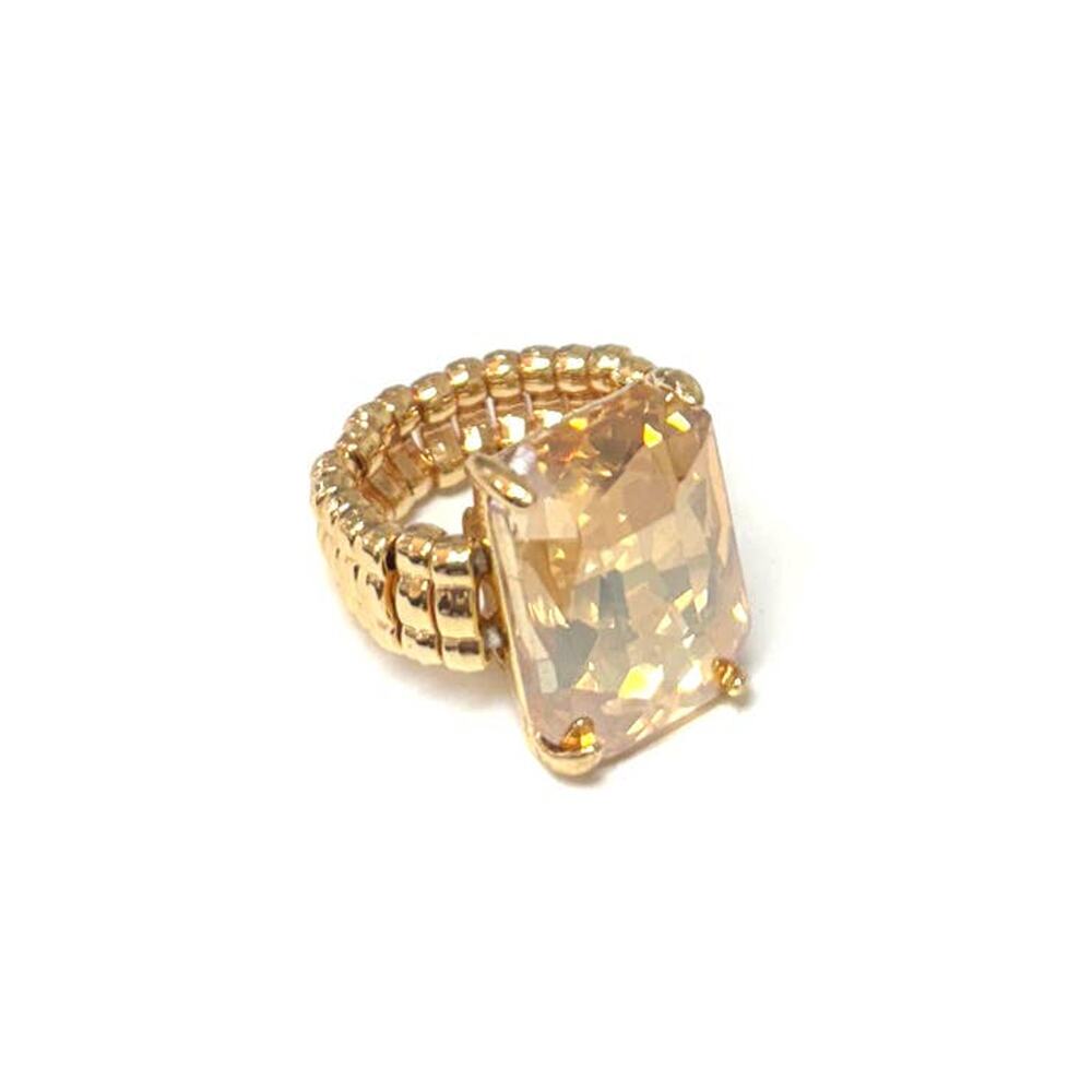 Dopamine Rectangular Glass Cocktail Stretch Adjustable Ring - Picture 16 of 16